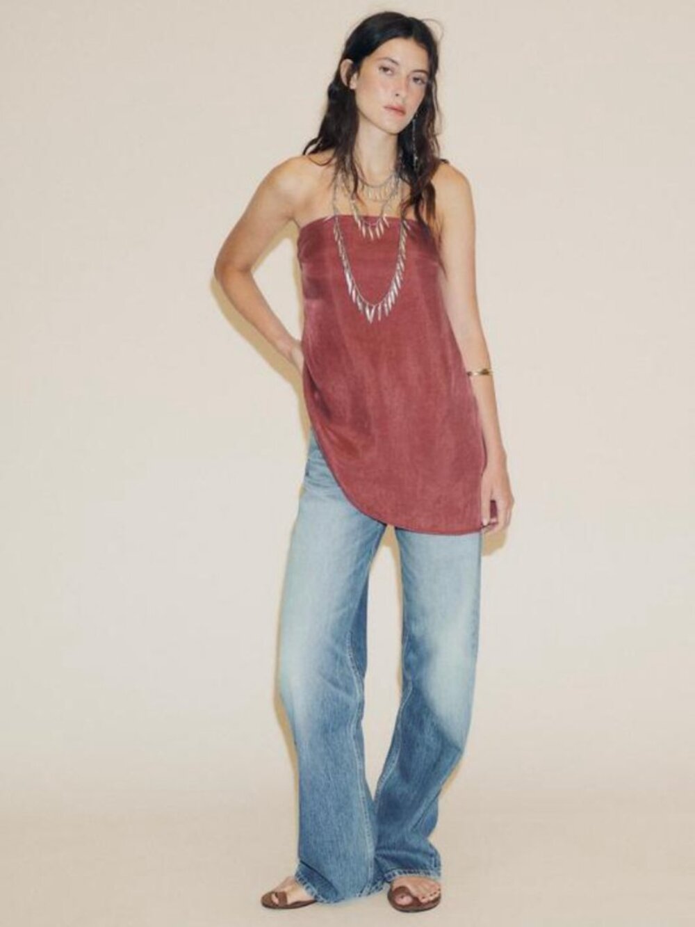 Zara Burgundy Strapless Asymmetrical Tube Top NWT XS